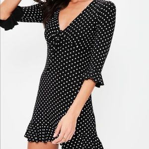 Missguided Polka Dot Frill Jersey Tea Dress
